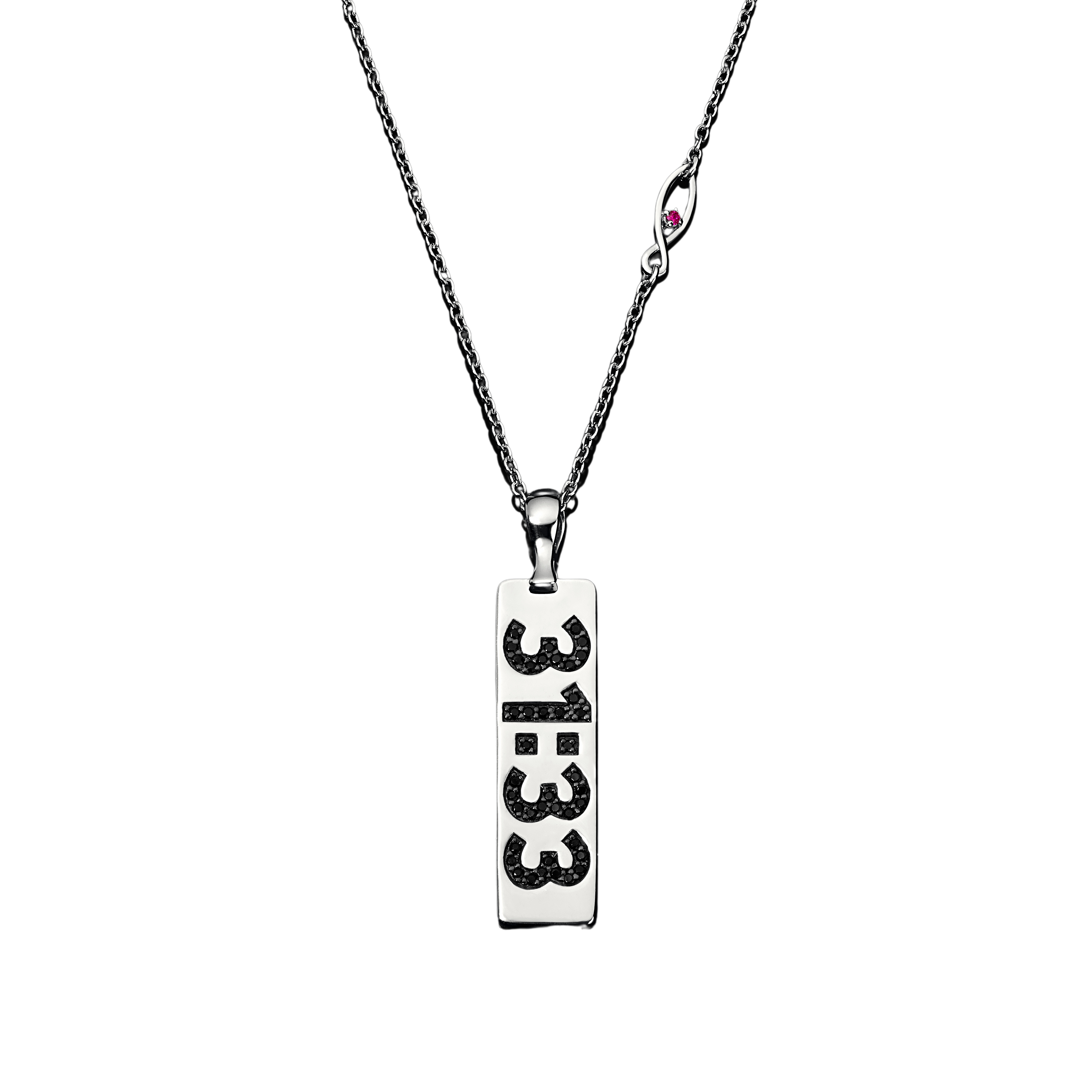 Covenant Promise Vertical Pendant Necklace Sterling & Black Diamonds