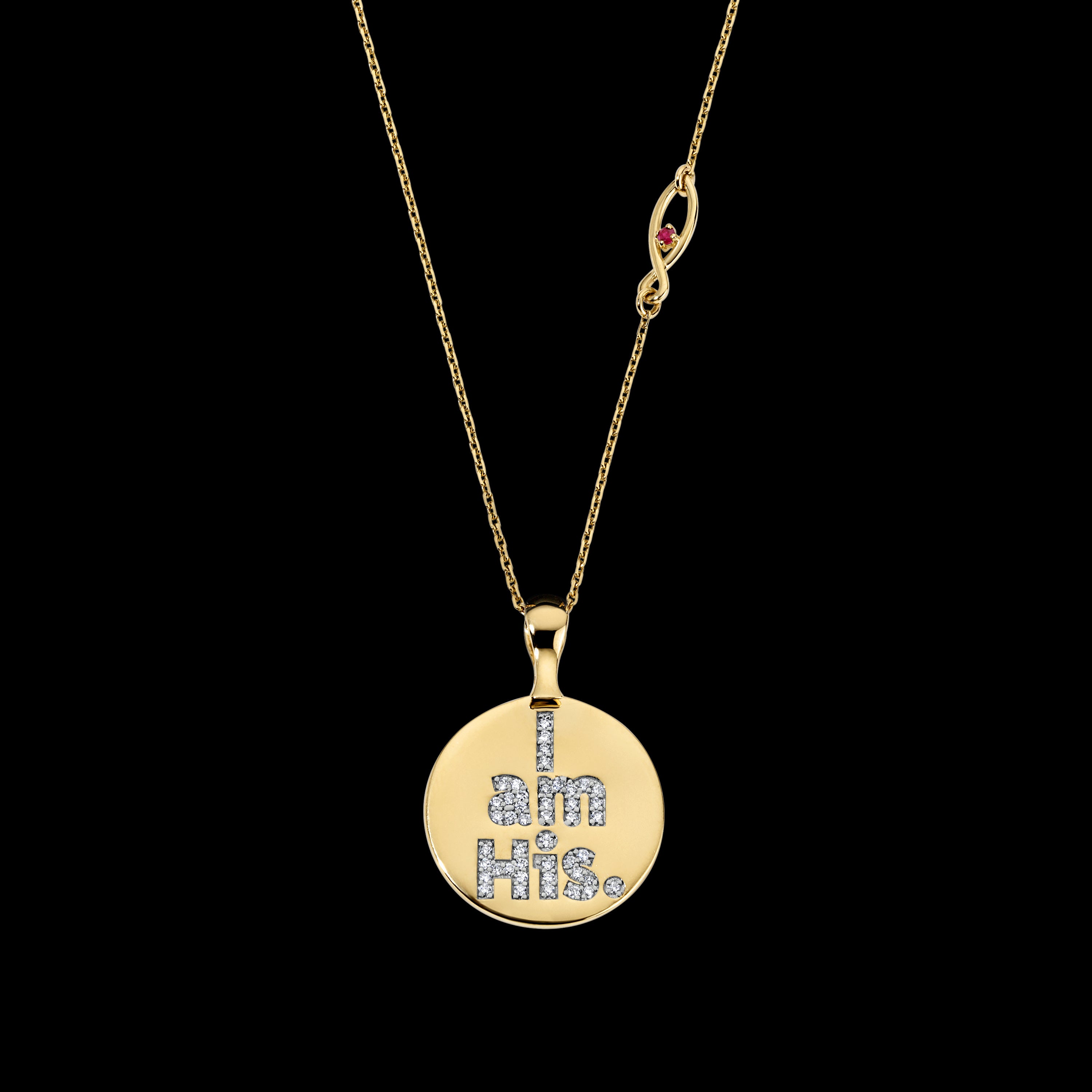 I Am His 14K Yellow Gold Circle Pendant Necklace