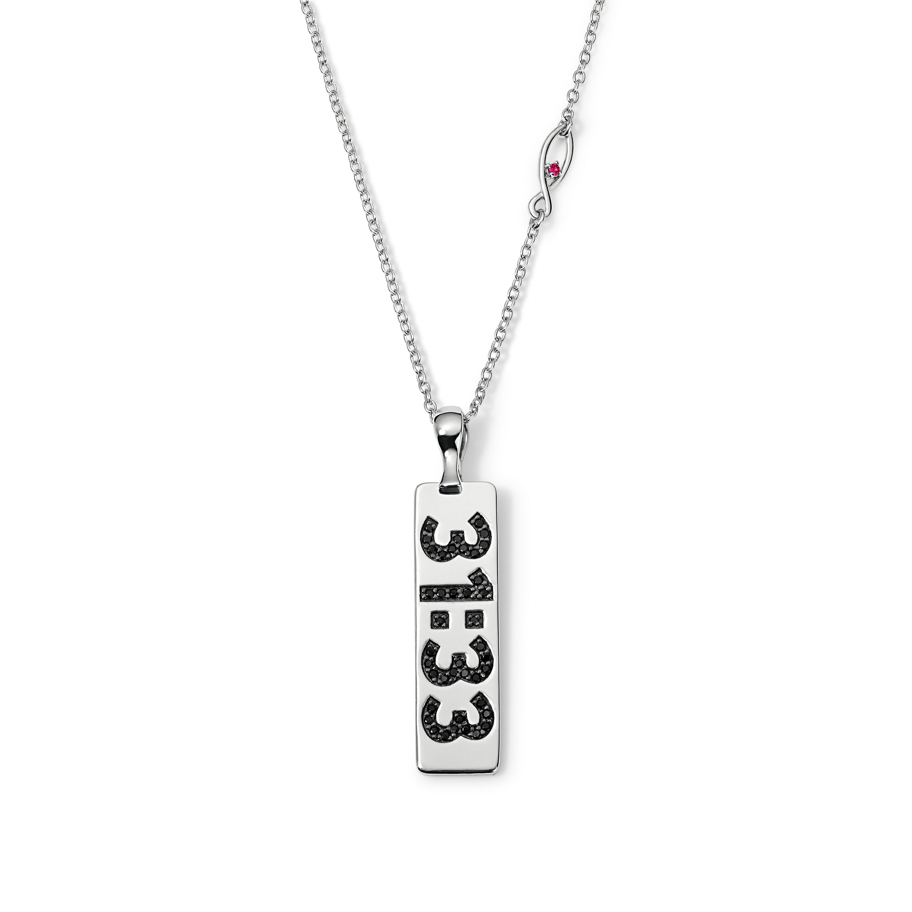 Covenant Promise Vertical Pendant Necklace Sterling & Black Diamonds