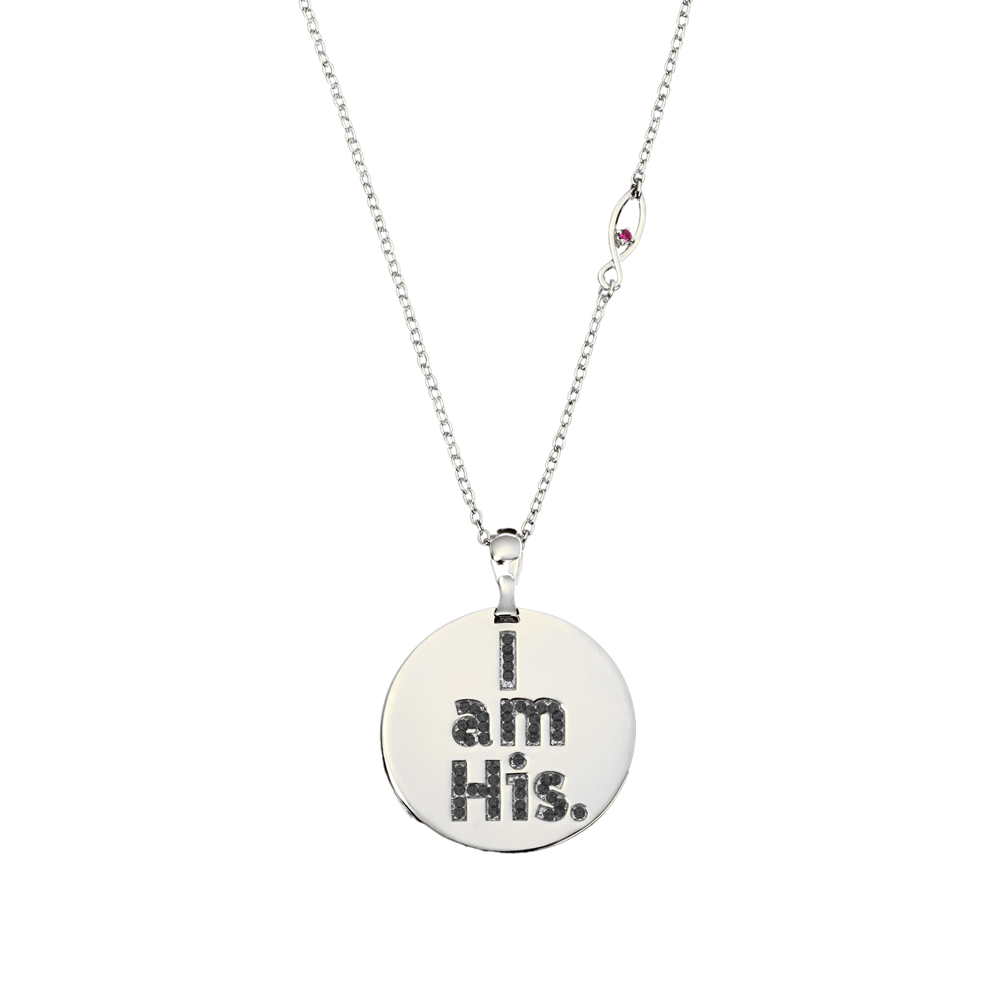 I Am His Sterling Silver Circle Pendant Necklace
