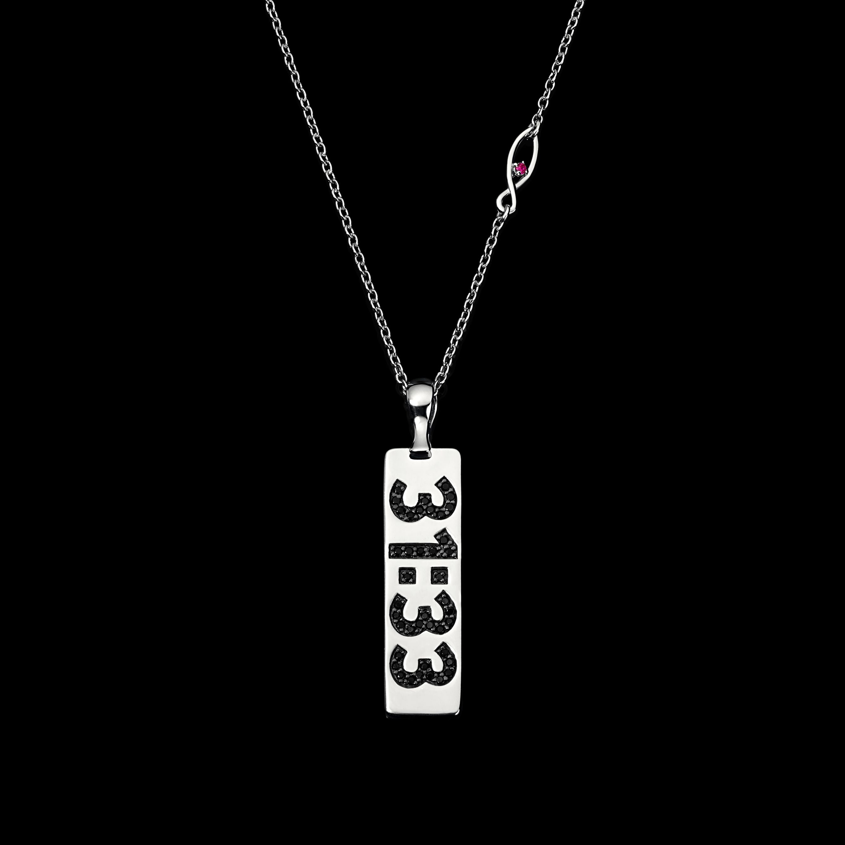 Covenant Promise Vertical Pendant Necklace Sterling & Black Diamonds