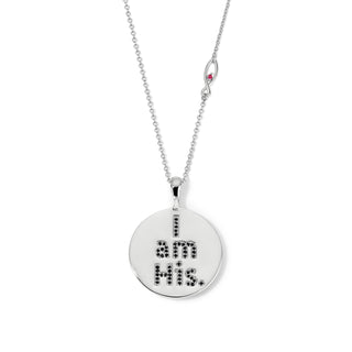 I AM HIS <br>Diamond & Sterling Round Pendent<br>with Sterling Chain
