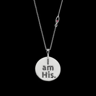 I AM HIS <br>Diamond & Sterling Round Pendent<br>with Sterling Chain